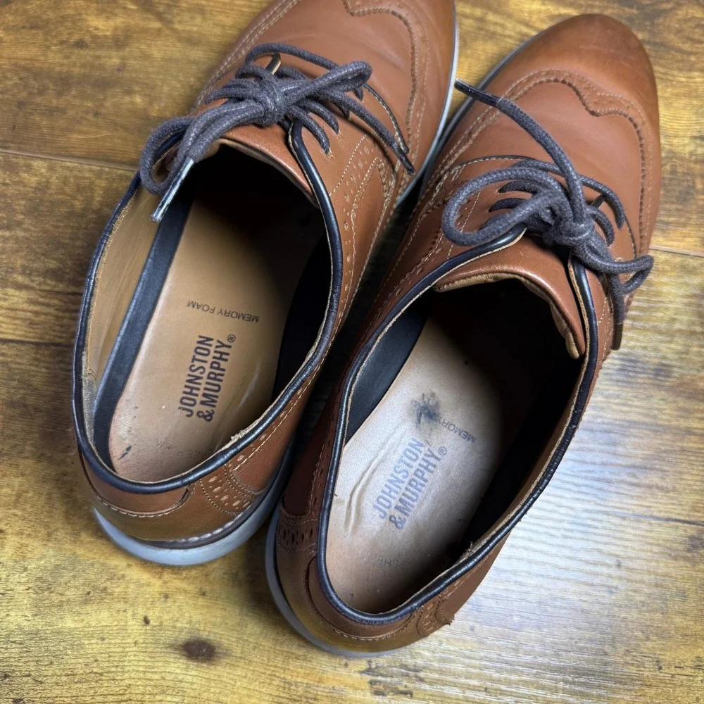 Johnston & Murphy XC4 Prentiss 20-8370 Tan Leather Wingtip Oxford Mens 9.5M
